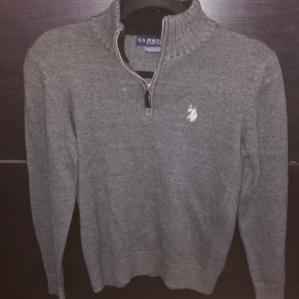 US polo Assn 1/4 Zip Grey Youth M (10/12) sweater